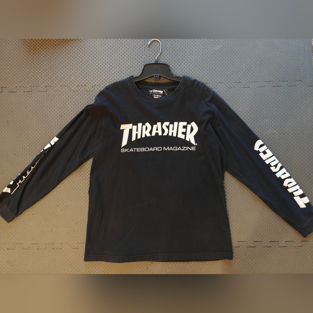 Thrasher Black Long Sleeve Skate Tee